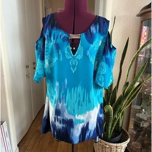 NVGARD Open Shoulder Blouse. V-Neckline .